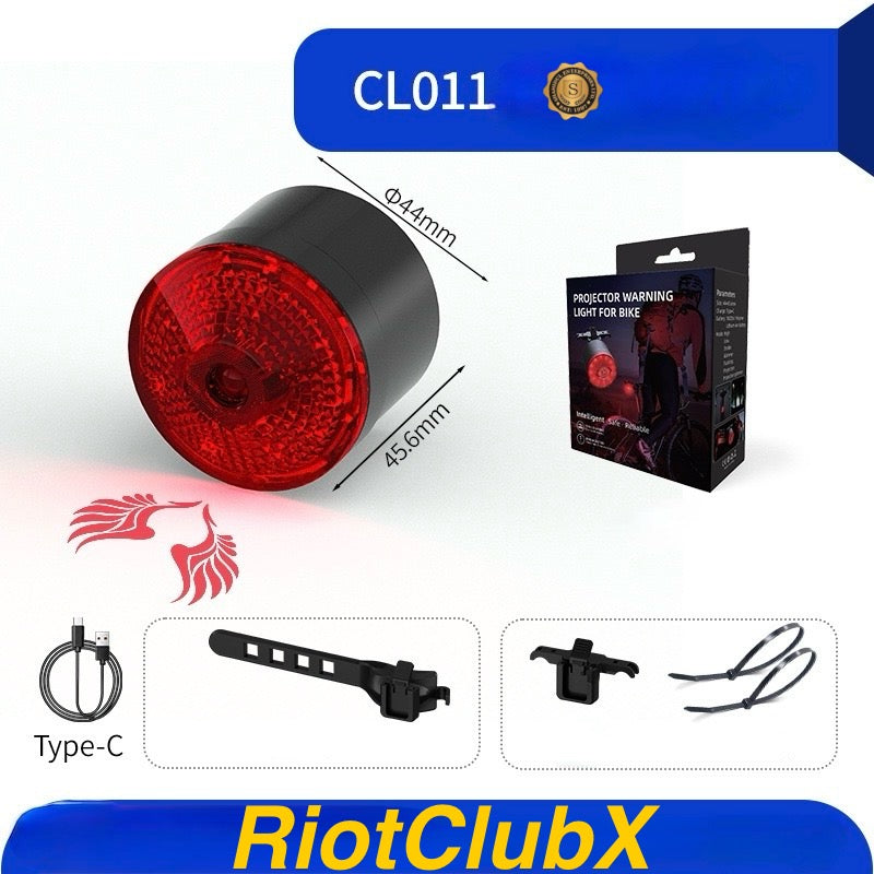 New Bicycle Tail Light Projection Intelligent Brake Induction Charging Outdoor Cycling Light
