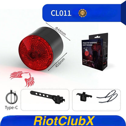 New Bicycle Tail Light Projection Intelligent Brake Induction Charging Outdoor Cycling Light